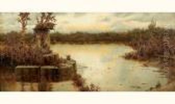 Au Bord Du Lac Oil Painting by Enrique Serra y Auque