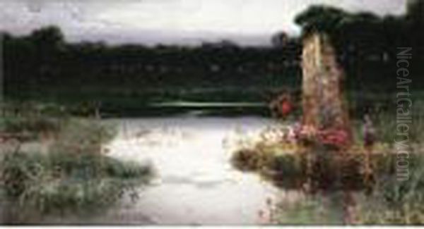 Pontine Marshes Oil Painting by Enrique Serra y Auque