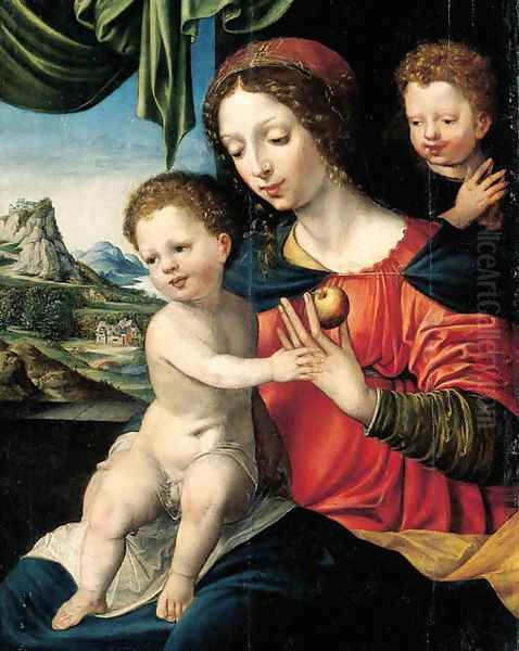 The Virgin and Child with the Infant Saint John the Baptist Oil Painting by Vincent Sellaer