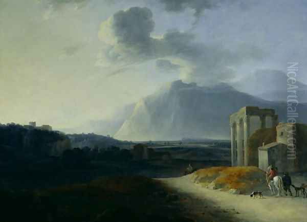 Landscape with Mount Stromboli Oil Painting by Willem Schellinks