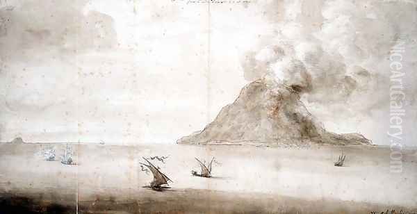 View of Stromboli, c.1661-5 Oil Painting by Willem Schellinks