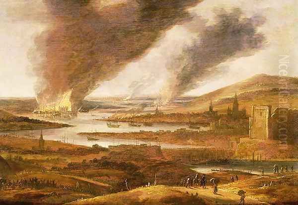 The Dutch in the Medway 1667 Oil Painting by Willem Schellinks