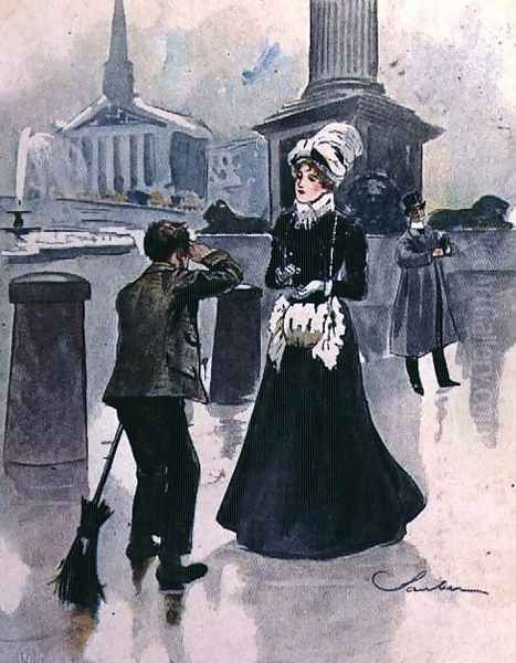 The Crossing Sweeper, No.6 from Familiar Figures of London, c.1901 Oil Painting by Robert Sauber