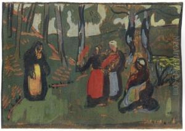 Bretonnes Dans La Foret Oil Painting by Paul Serusier