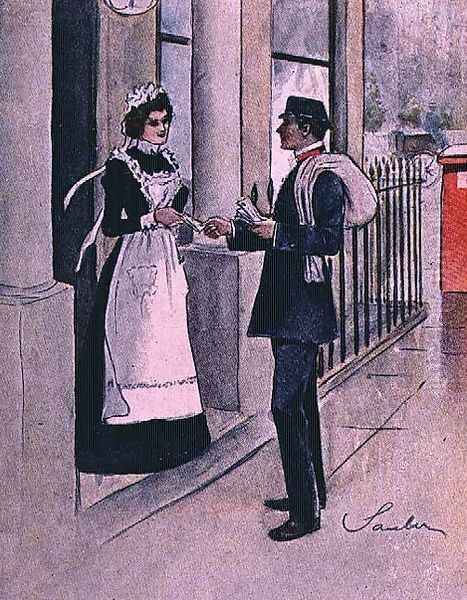 The Postman, No.1 from Familiar Figures of London, c.1901 Oil Painting by Robert Sauber