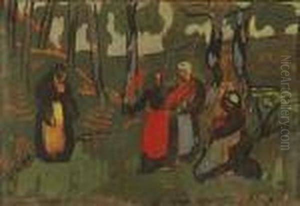 Bretonnes Dans La Foret Oil Painting by Paul Serusier