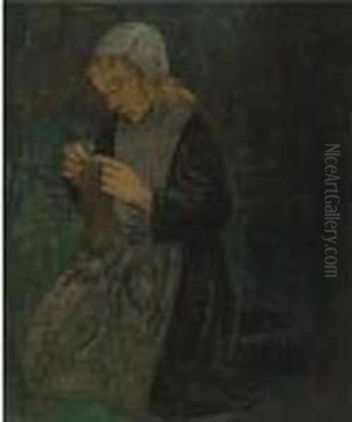 Jeune Bretonne (la Petite Tricoteuse) Oil Painting by Paul Serusier