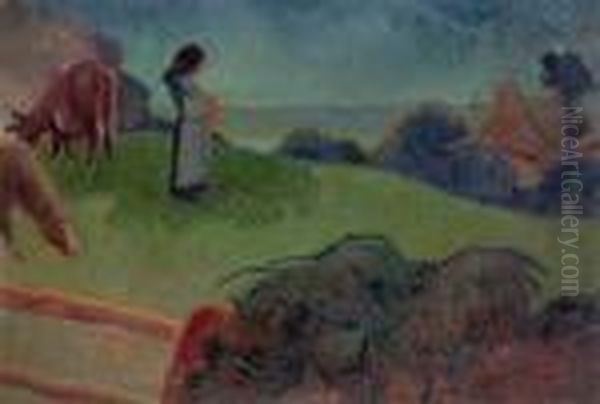 La Petite Gardeuse De Vaches Oil Painting by Paul Serusier