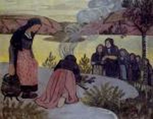 Le Feu Dehors Ou Les Mammau Oil Painting by Paul Serusier