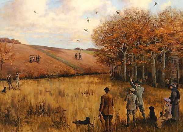 Pheasant Shooting Oil Painting by Christopher William Strange