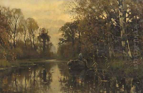 A river running through a forest in autumn Oil Painting by Petrus Paulus Schiedges