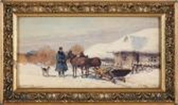 Winterlandschaft Mitfiguraler Szenerie Oil Painting by Adam Setkowicz