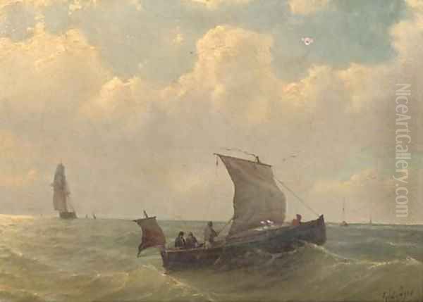 Sailing on open water Oil Painting by Petrus Paulus Schiedges