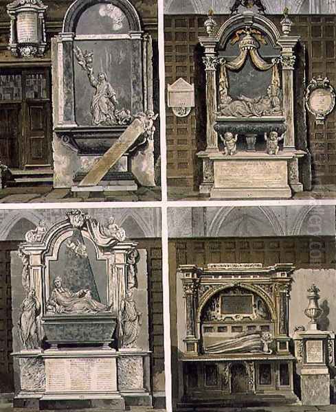 Tombs from the North Aisle, plate 59 from Westminster Abbey, engraved by Thomas Sutherland, pub. by Rudolph Ackermann 1764-1834 1812 Oil Painting by George Shepherd