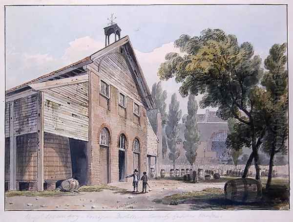 Messrs Beaufoys Distillery, formerly Cupers Gardens, 1809 Oil Painting by George Shepherd