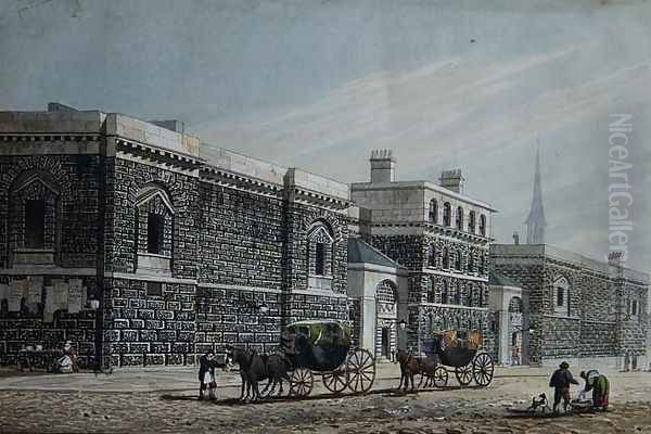 West View of Newgate, c.1810 Oil Painting by George Shepherd