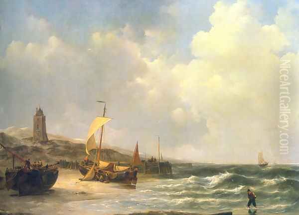 Low Tide Oil Painting by Johannes Christian Schotel