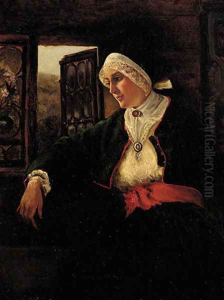 Waiting Oil Painting by Hugo Federick Salmson