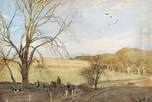 The plough team returning home Oil Painting by Tom Scott