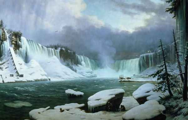 Niagara Falls Oil Painting by Hyppolyte Victor Valentin Sebron