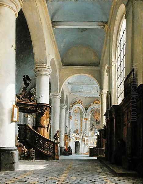 Interior of the Church of St. Denis, Saint-Omer, 1835 Oil Painting by Hyppolyte Victor Valentin Sebron