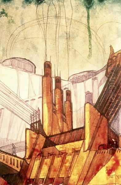 Electric Power Plant, 1914 Oil Painting by Antonio Sant'Elia