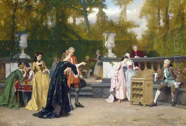 The Charming Opponent Oil Painting by Auguste Serrure