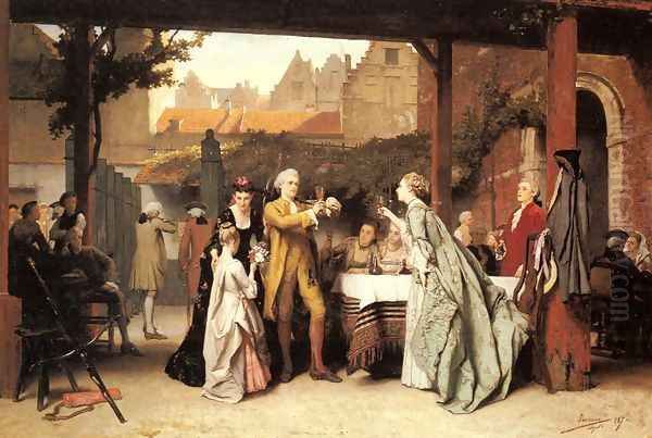 Toasting the Winner Oil Painting by Auguste Serrure