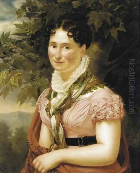 Portrait of a Lady Oil Painting by Auguste Serrure