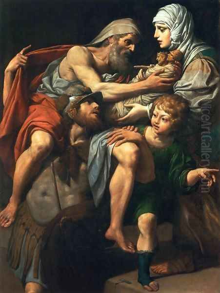 Aeneas and Anchises Oil Painting by Lionello Spada