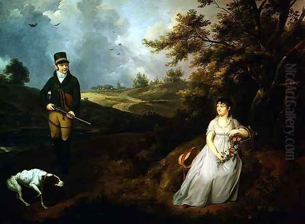 Portrait of a Gentleman and Lady Oil Painting by Johann Heinrich Schroder