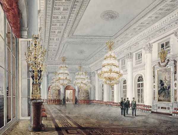 The Great Hall, Winter Palace, St. Petersburg, 1837 Oil Painting by Vasili Semenovich Sadovnikov