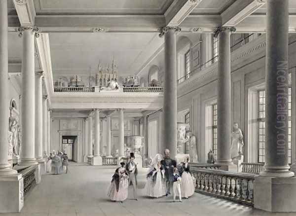 The Upper Entrance hall of the Fine Arts Academy in St. Petersburg, 1838 Oil Painting by Vasili Semenovich Sadovnikov