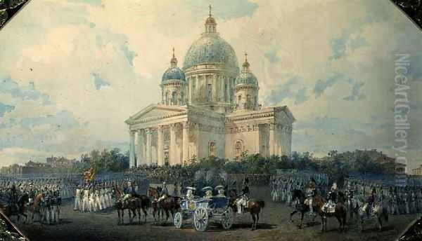 The Trinity Cathedral in St. Petersburg, 1850, 1850 Oil Painting by Vasili Semenovich Sadovnikov