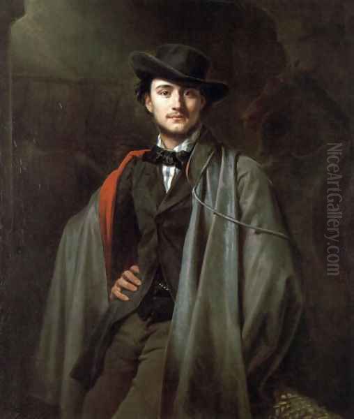 Bildnis Des Malers Baron Jessenack Von Bela Oil Painting by Carl Steffeck