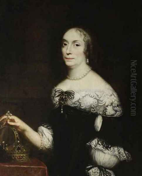 Portrait of the Queen of Poland Marie Louise Gonzaga de Nevers Oil Painting by Daniel Schultz