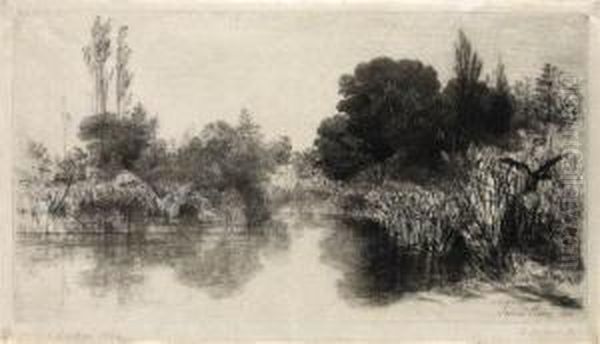 Shere Mill Pond, 
No Oil Painting by Sir Francis Seymour Haden