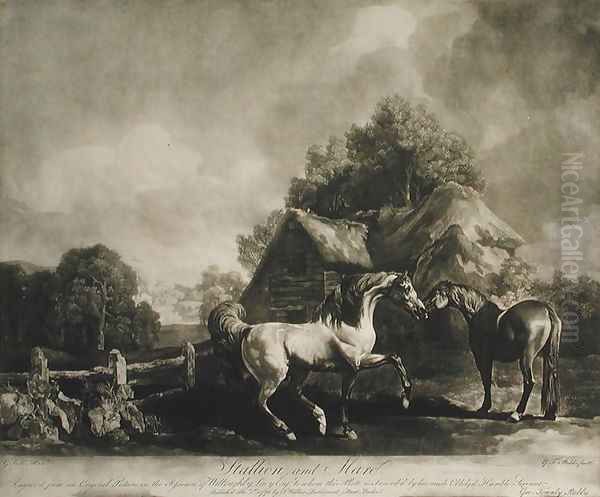 Stallion and Mare, engraved by George Townley Stubbs 1756-1815 1776 Oil Painting by George Townley Stubbs