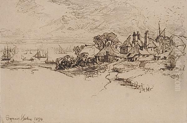 An Essex Farm Oil Painting by Sir Francis Seymour Haden