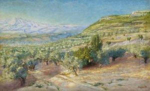 Paysage De Provence Et Paysans Sur La Route by Rene Seyssaud