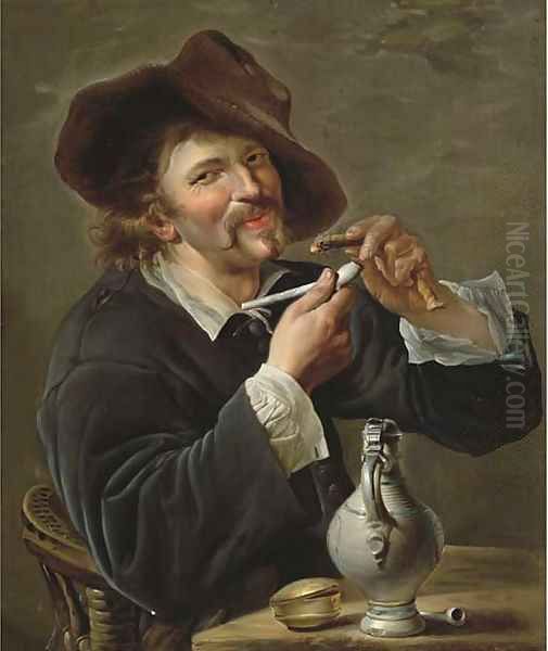 The Smoker Oil Painting by Petrus Staverenus