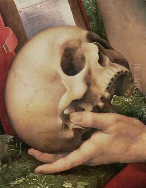 St. Jerome (detail of the skull) Oil Painting by Cesare da Sesto