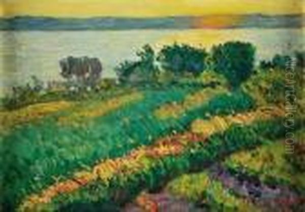 Etang Au Soleil Couchant Oil Painting by Rene Seyssaud