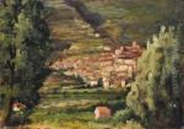 Vue D'un Petit Village Provencal Oil Painting by Rene Seyssaud