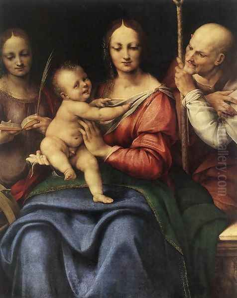 Holy Family with St Catherine Oil Painting by Cesare da Sesto