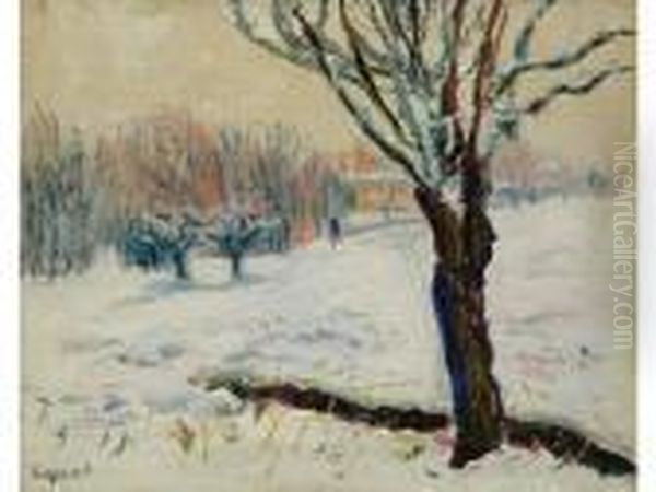 Paysage De Neige, Vers 1930. Oil Painting by Rene Seyssaud