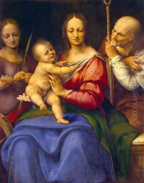 Holy Family with St Catherine 2 Oil Painting by Cesare da Sesto