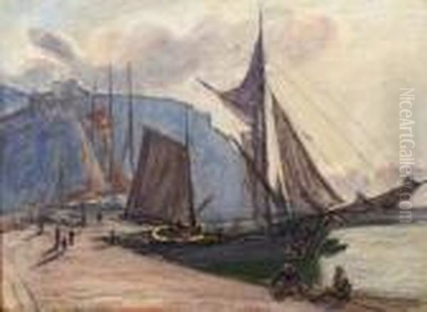 Cassis Bateaux A Quai. by Rene Seyssaud