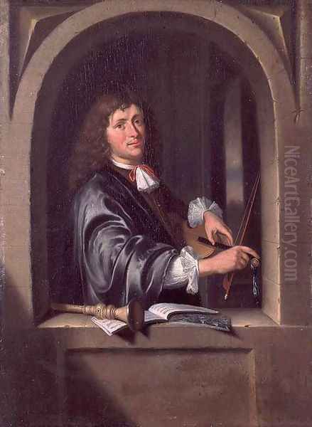 The Violist Oil Painting by Pieter Cornelisz. van SLINGELANDT