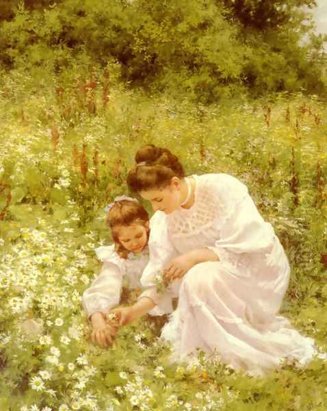 Picking Daises Oil Painting by Hermann Seeger